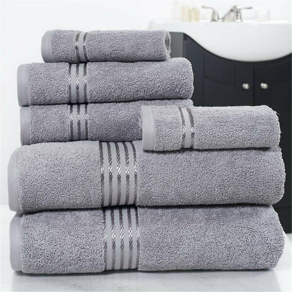 Daphnes Dinnette Cotton 100% Hotel Towel Set - Silver - 6 Piece DA3236280